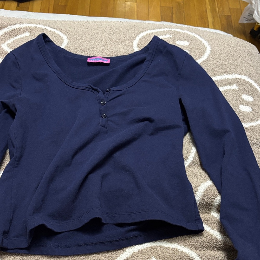 Edikted Dark Blue Top with Pink Label